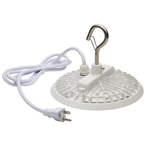 80 Watt Hi-Pro Shop Light With Plug - 8 In. Dia. - 3000K - White Finish - 120 Volt